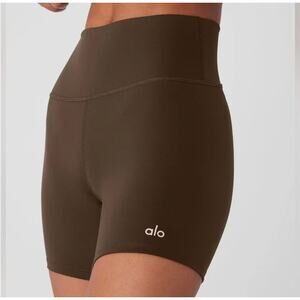 Alo Yoga Short Women Small 5 Airlift Energy Espresso High Waist Athletic Workout
